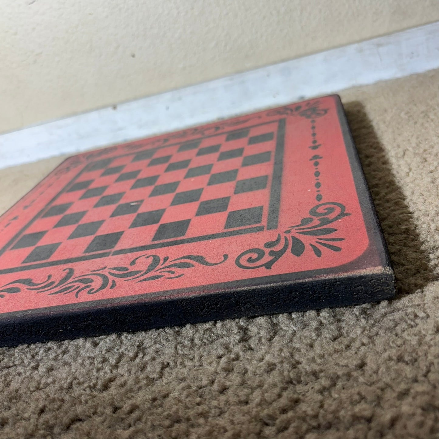 Red & Black - Painted Chess Board