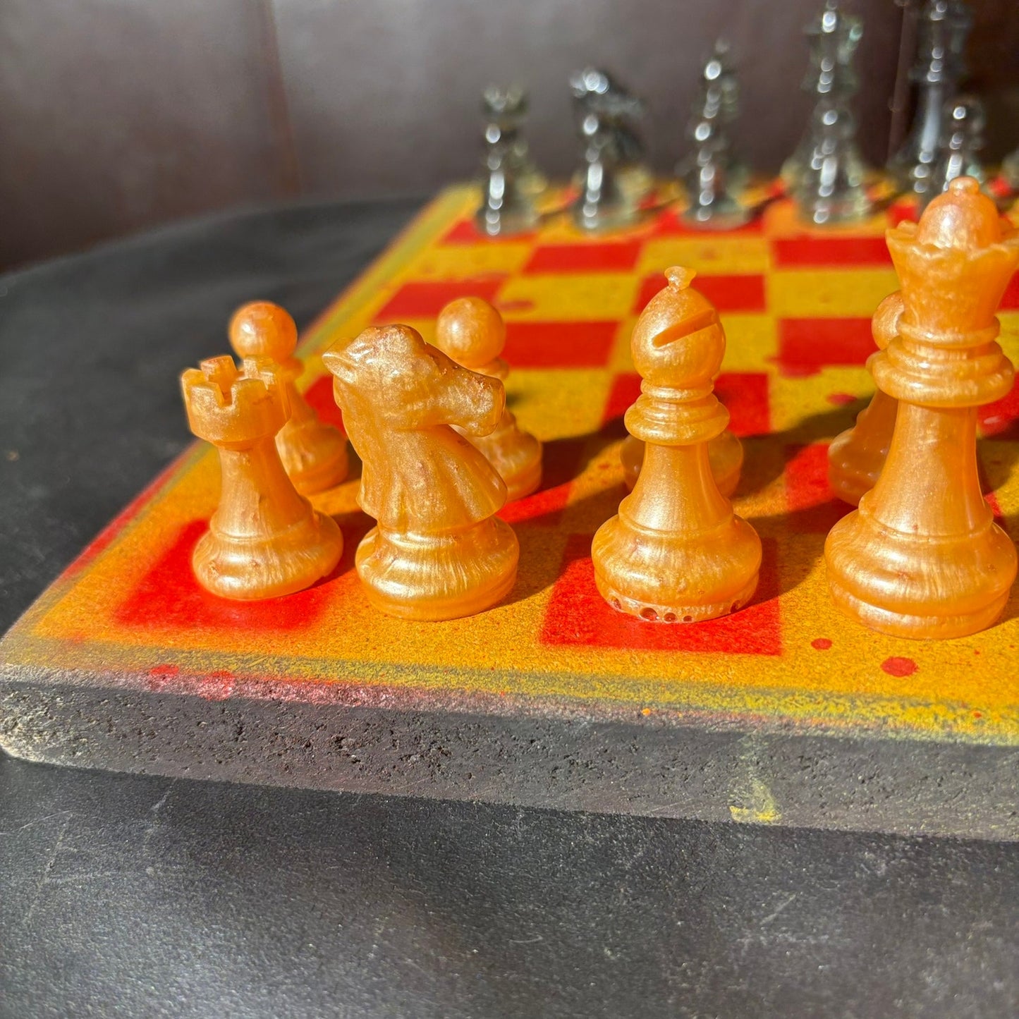 Spartan Golden Red - Painted Chess Set