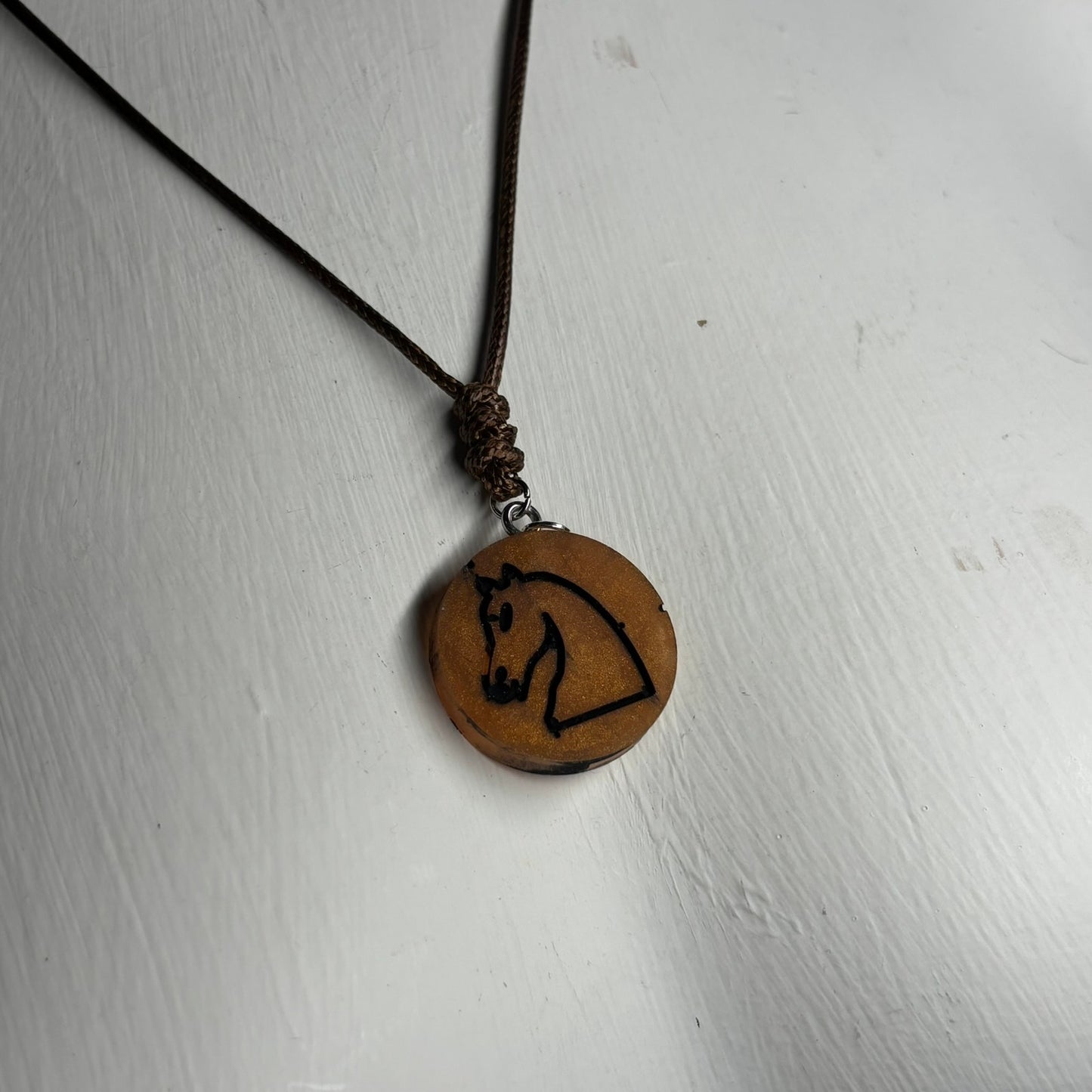 Orange Knight - Handmade Resin Chess Necklace