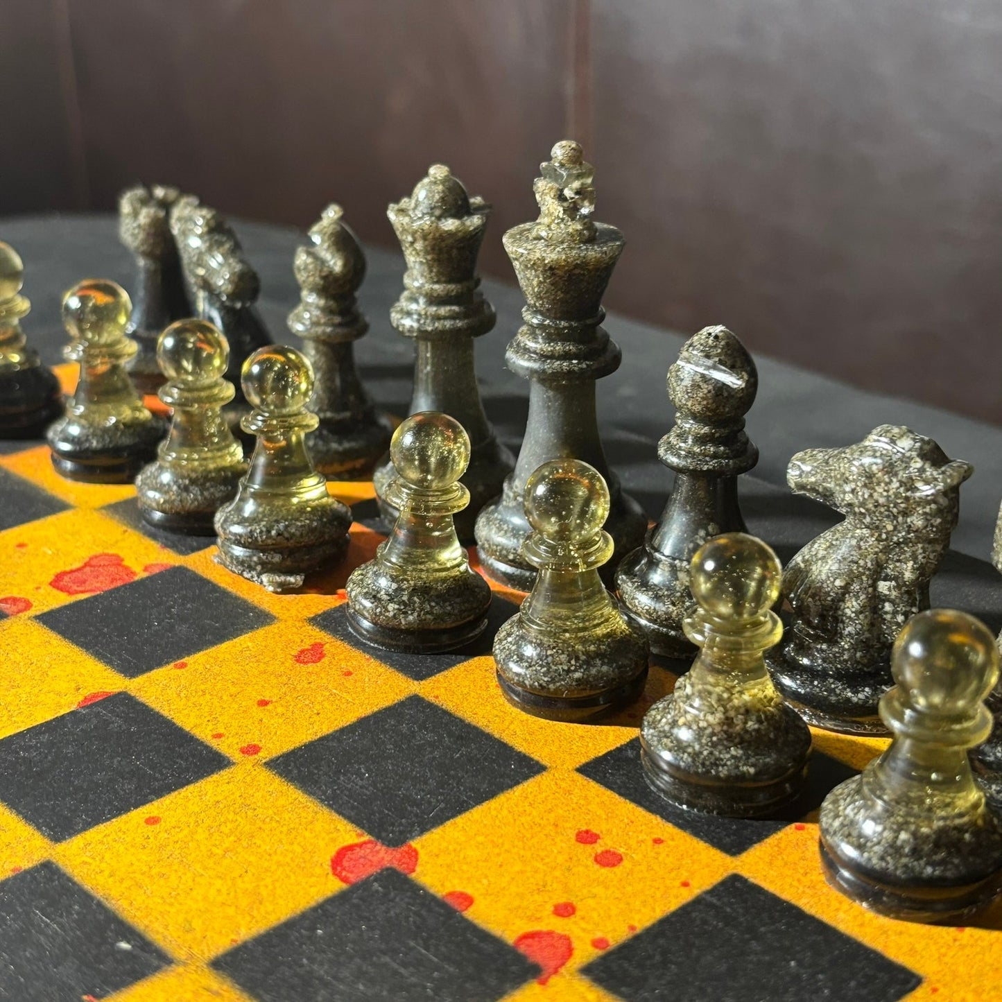Yellow & Red Opal - Painted Chess Set