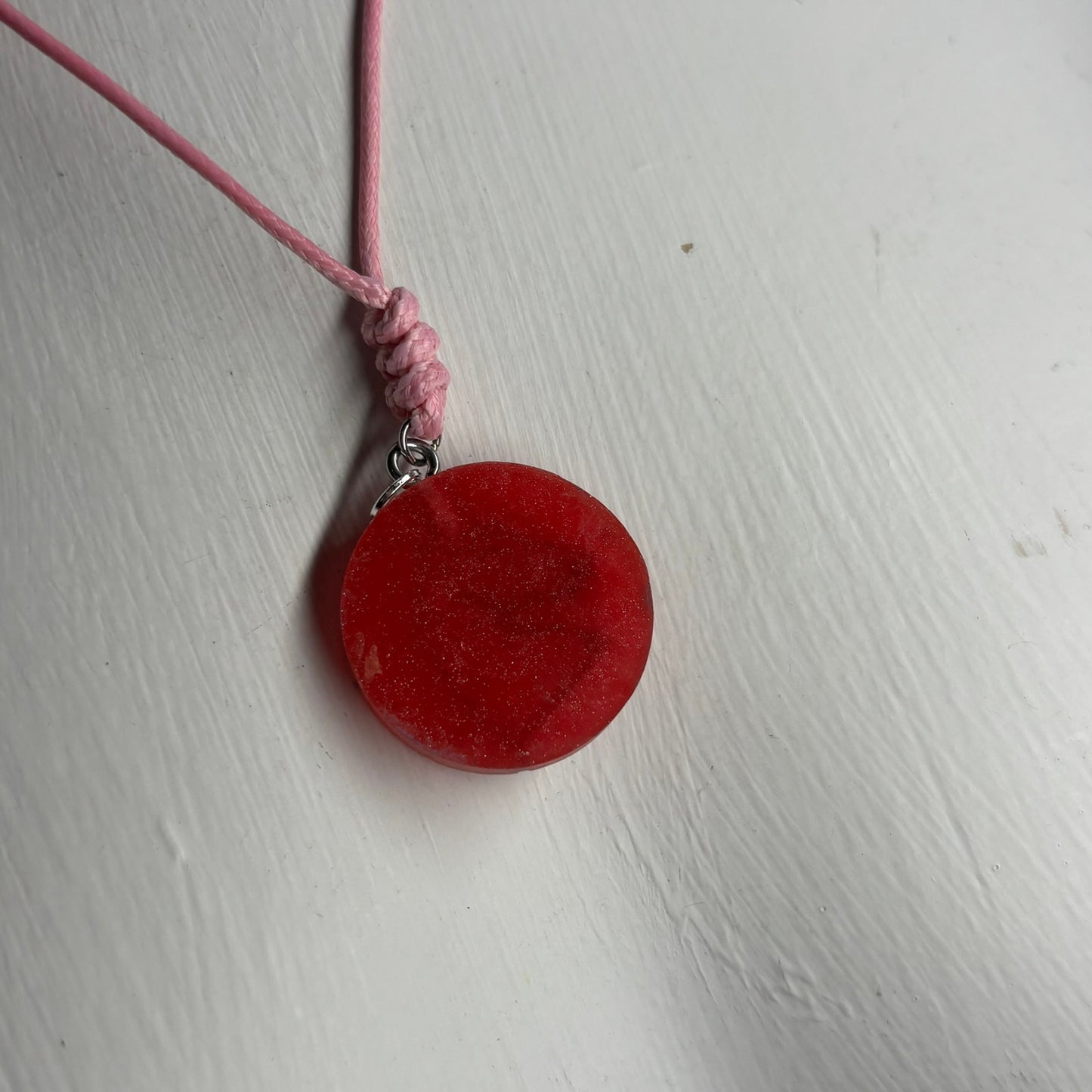 Red & Pink Knight - Handmade Resin Chess Necklace