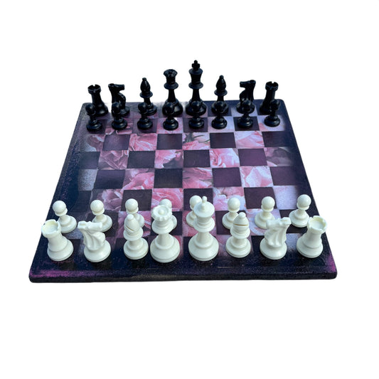 Pink Flowers - Scrapbook Chess Set