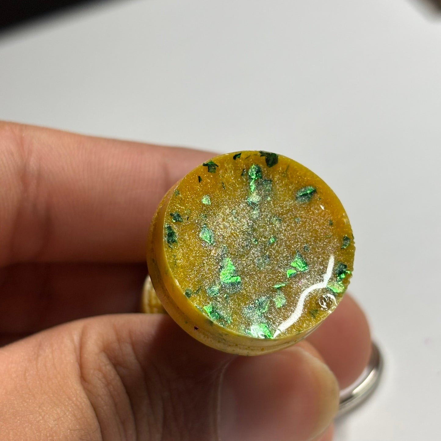 Yellow Emerald Green Rook - Handmade Resin Keychain