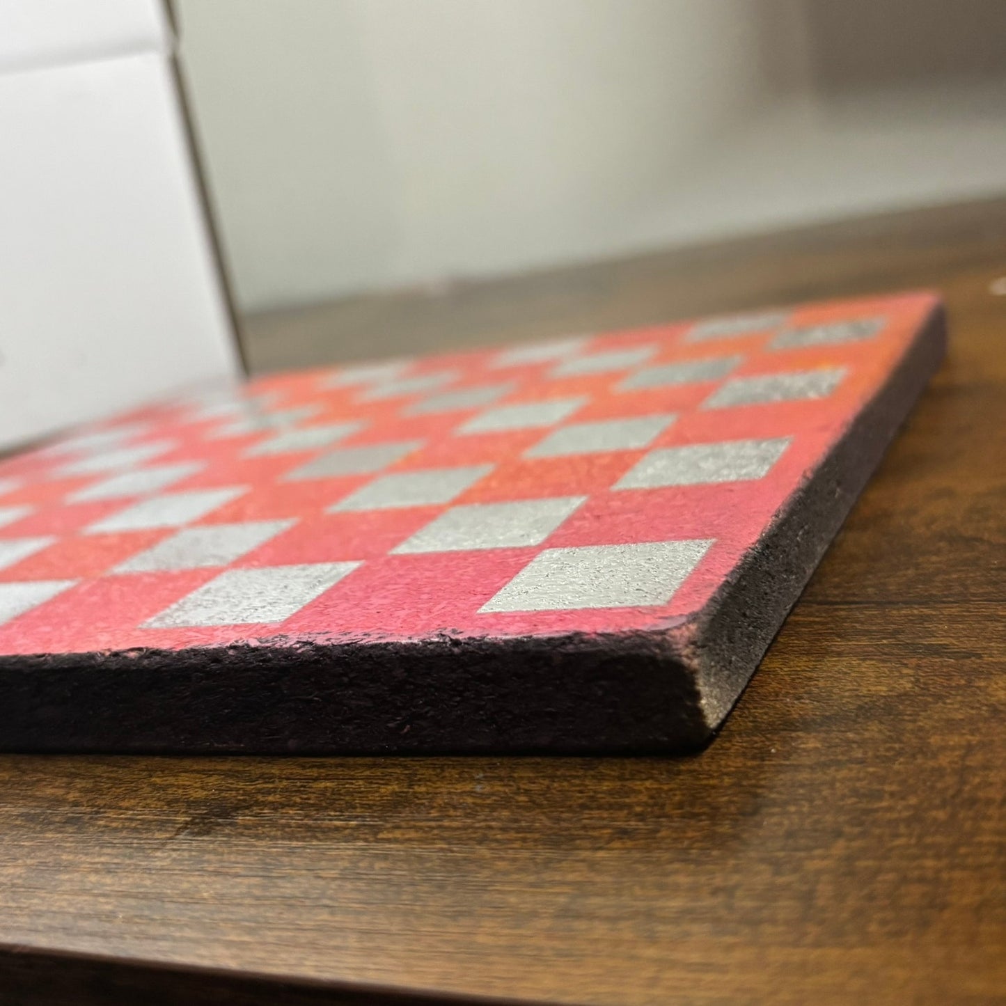 Red Orange Chrome Hue - Painted Double Sided Chess Board