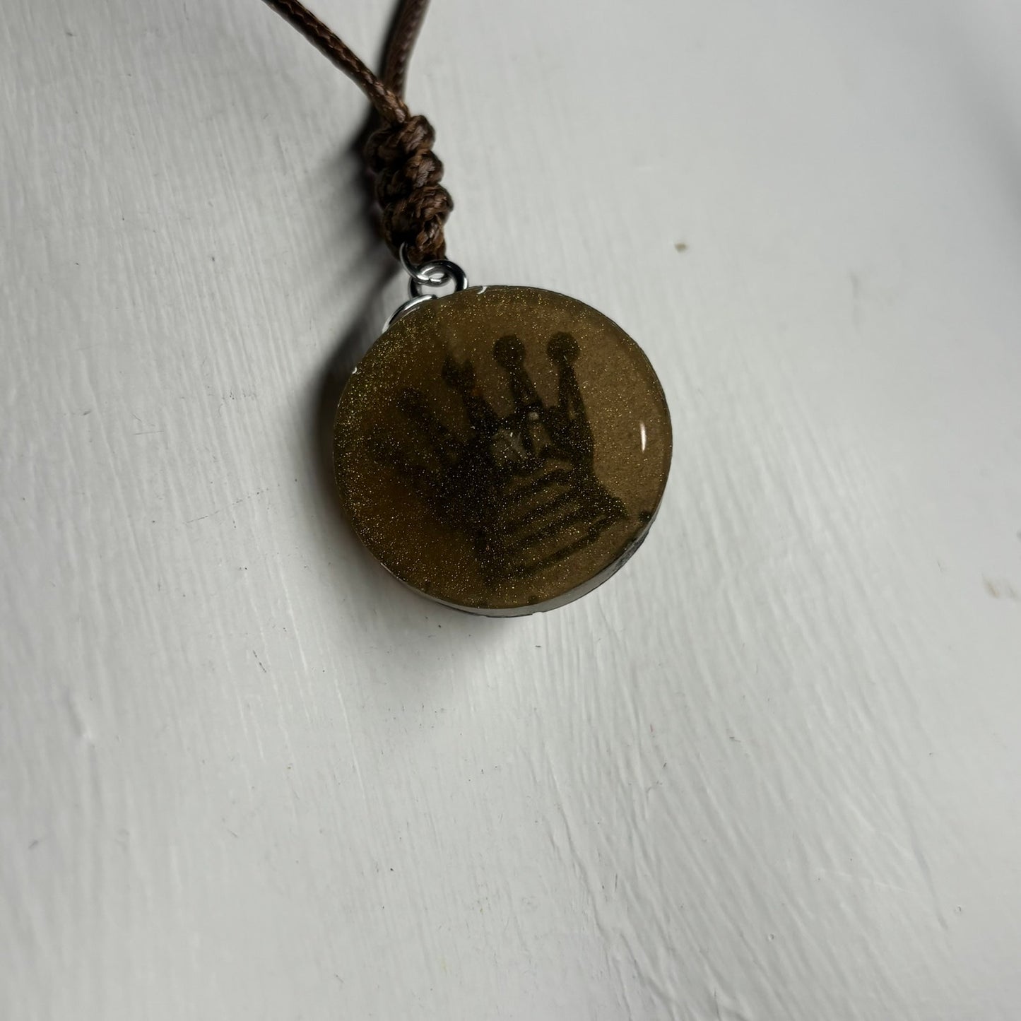 Vintage Brown Queen - Handmade Resin Chess Necklace