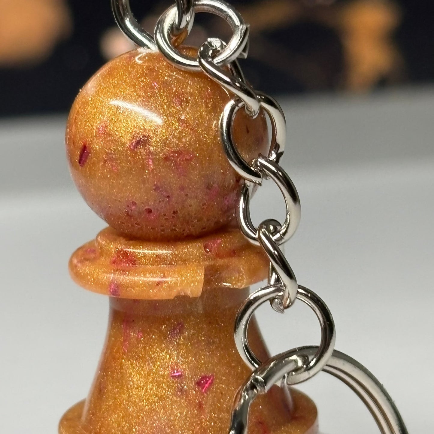 Royal Orange Pawn - Handmade Resin Keychain - Large Edition