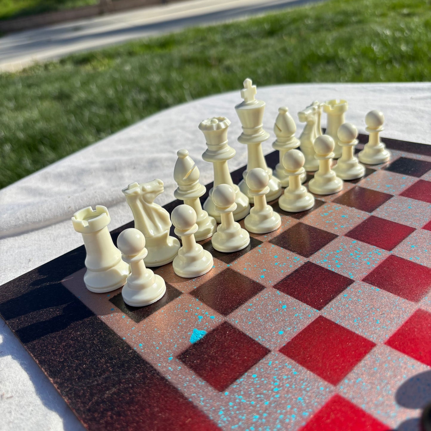 Speckled Golden Red - Painted Chess Set