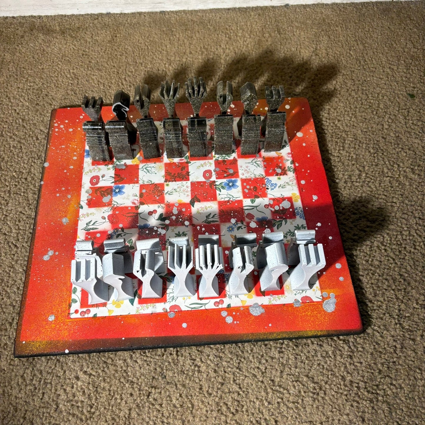 Red Orangish Fire - Large Deluxe Chess Set