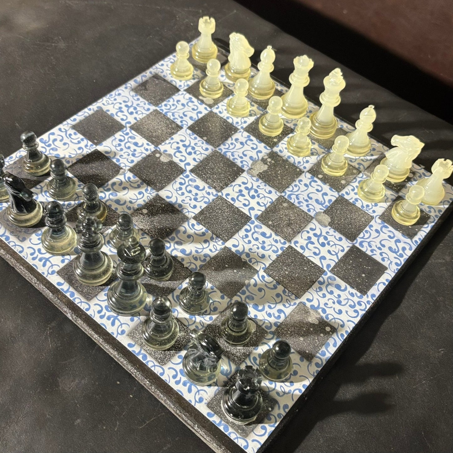 Blue Vintage Pattern - Scrapbook Chess Set