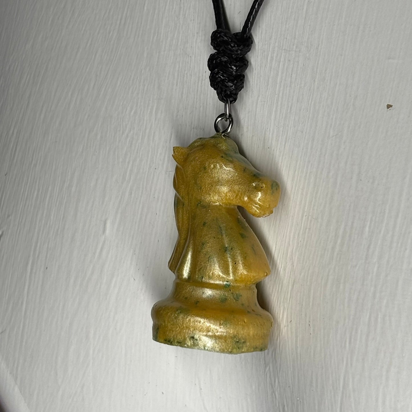 Yellow Crystal Knight - Handmade Resin Chess Necklace