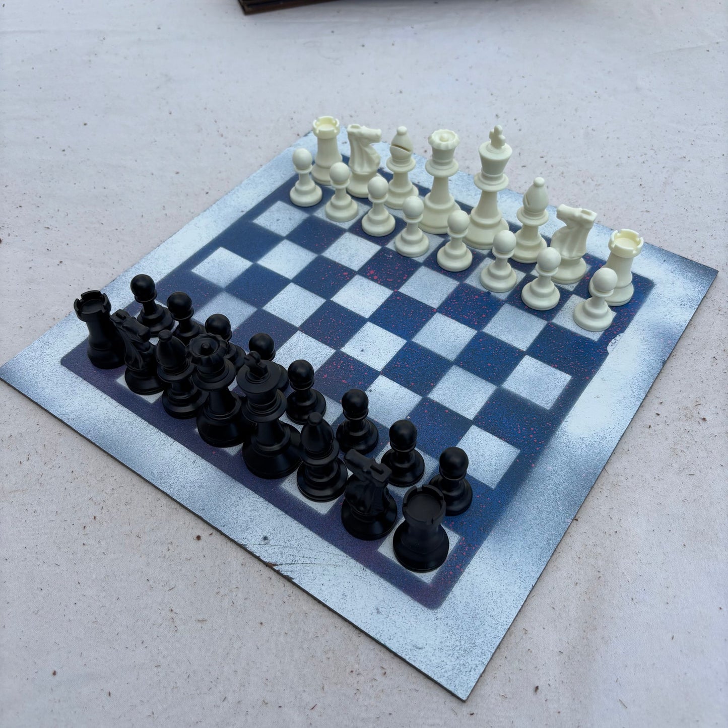 Blue & White - Painted Chess Set