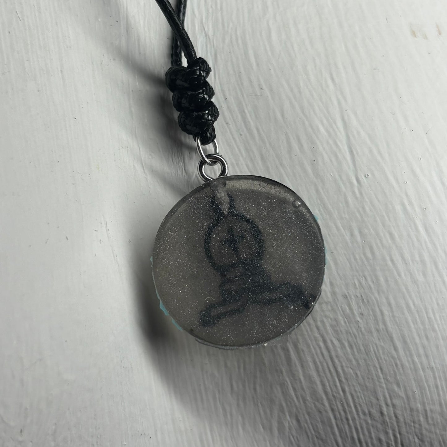 Dark Silver Bishop - Handmade Resin Chess Necklace