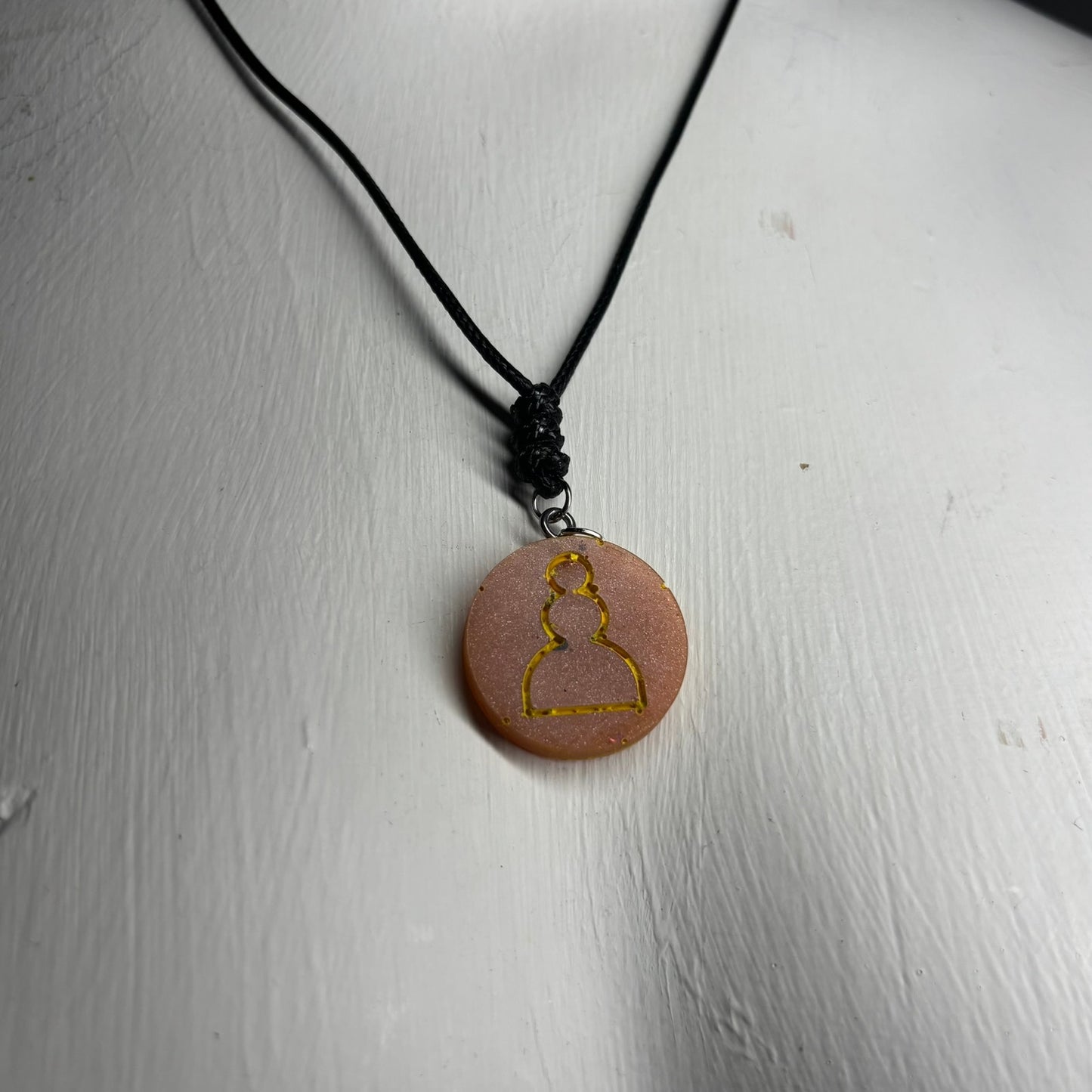 Burned Yellow Pawn - Handmade Resin Chess Necklace