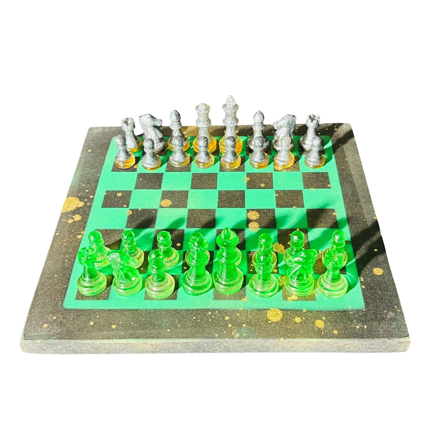 Golden Green - Painted Chess Set