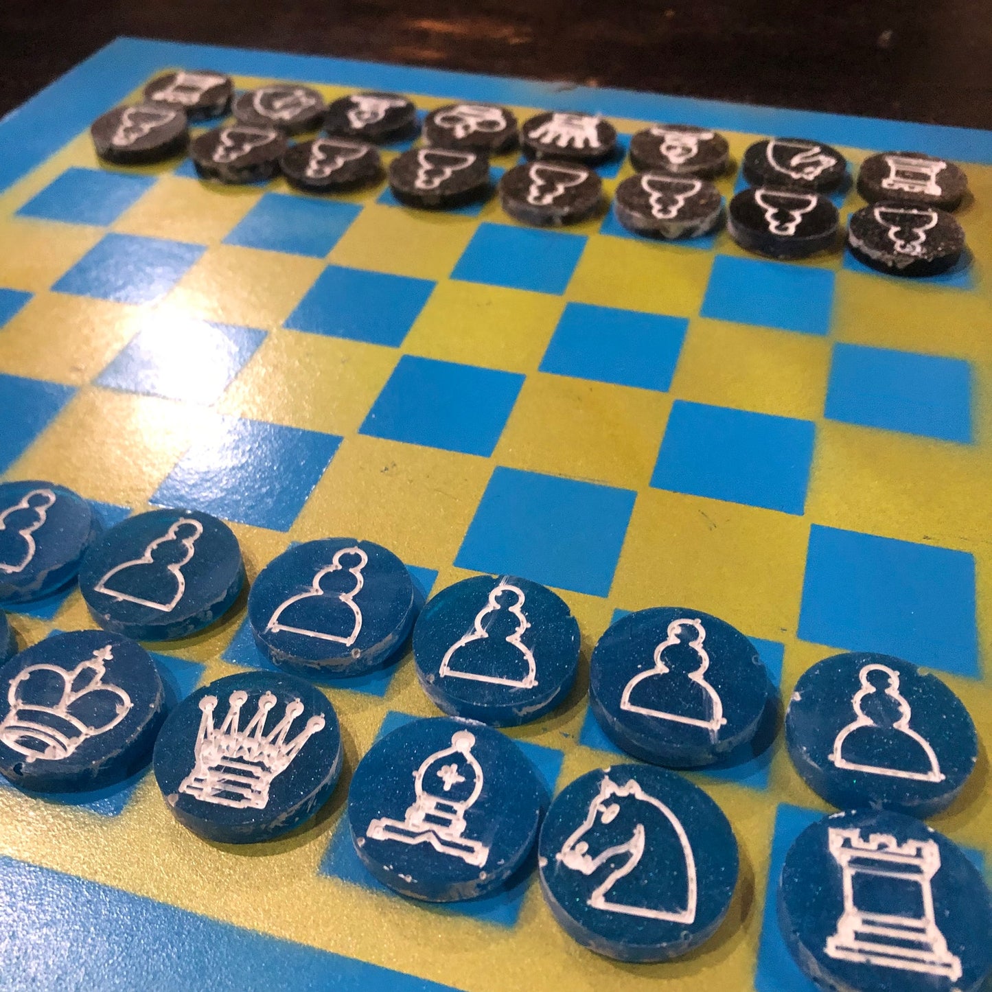 Yellow Blue - Painted Chess Set