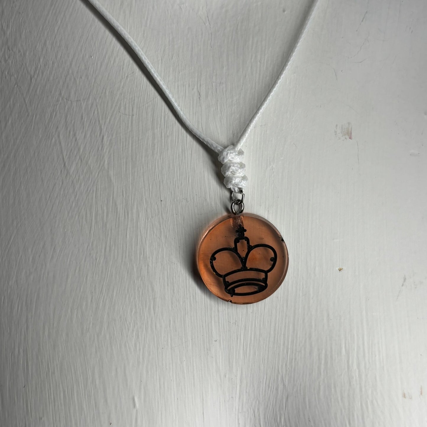 Translucent Orange King - Handmade Resin Chess Necklace