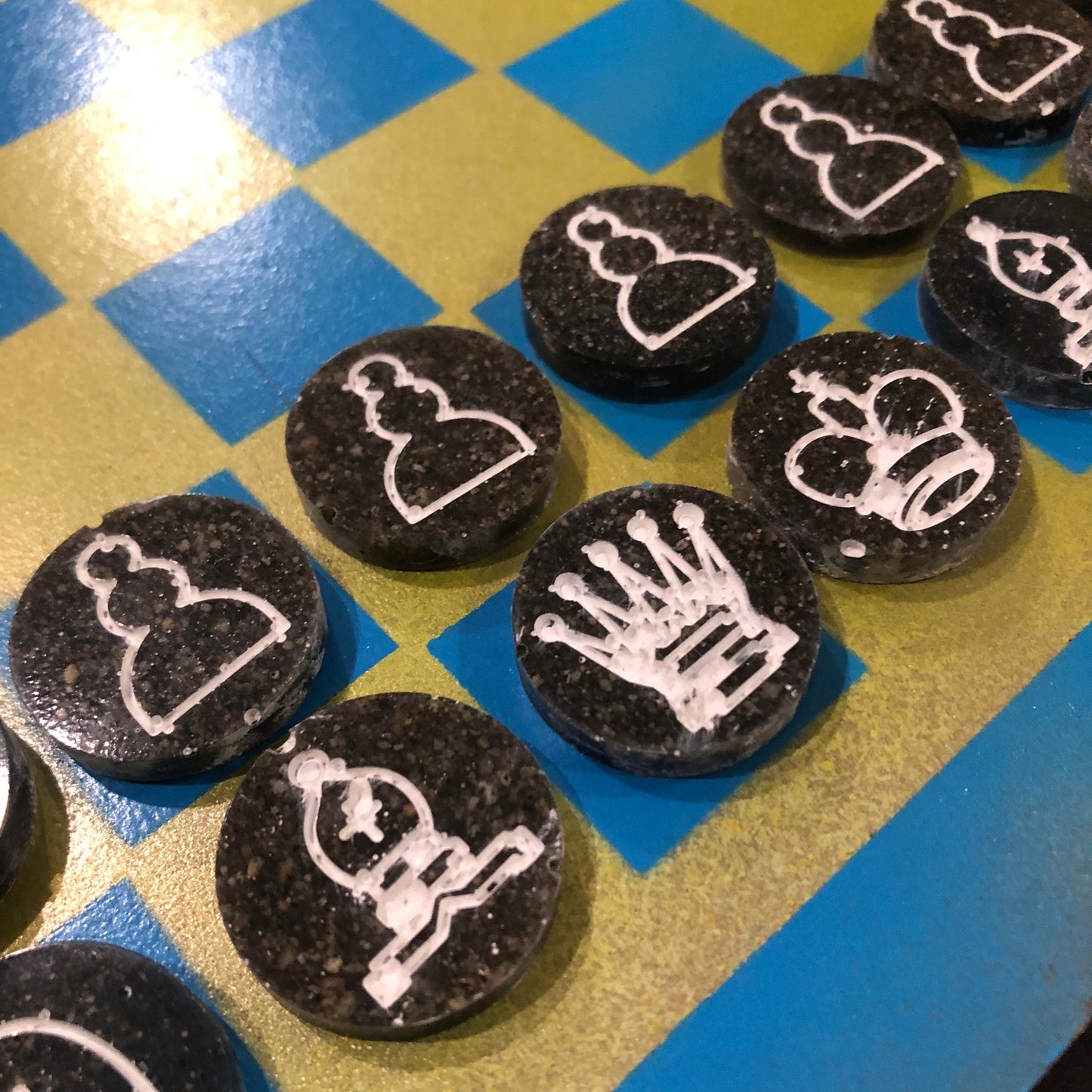 Yellow Blue - Painted Chess Set