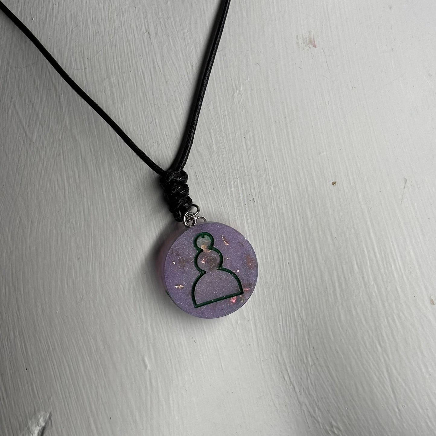 Purple Crystal Pawn - Handmade Resin Chess Necklace