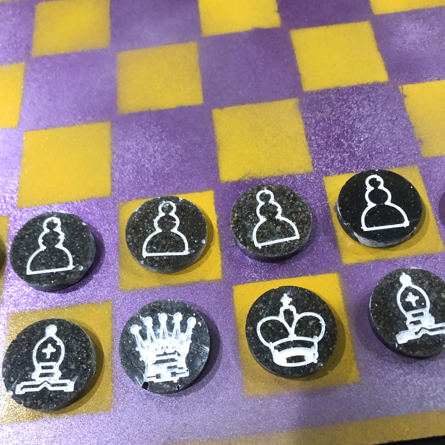 Purple Yellow Mist - Painted Chess Set