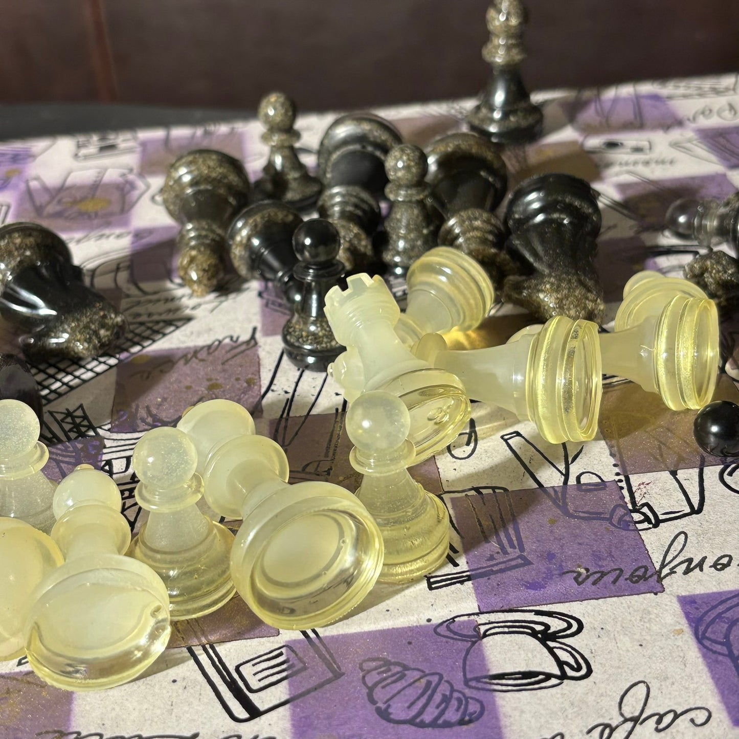Fashionable Purple - Scrapbook Chess Set