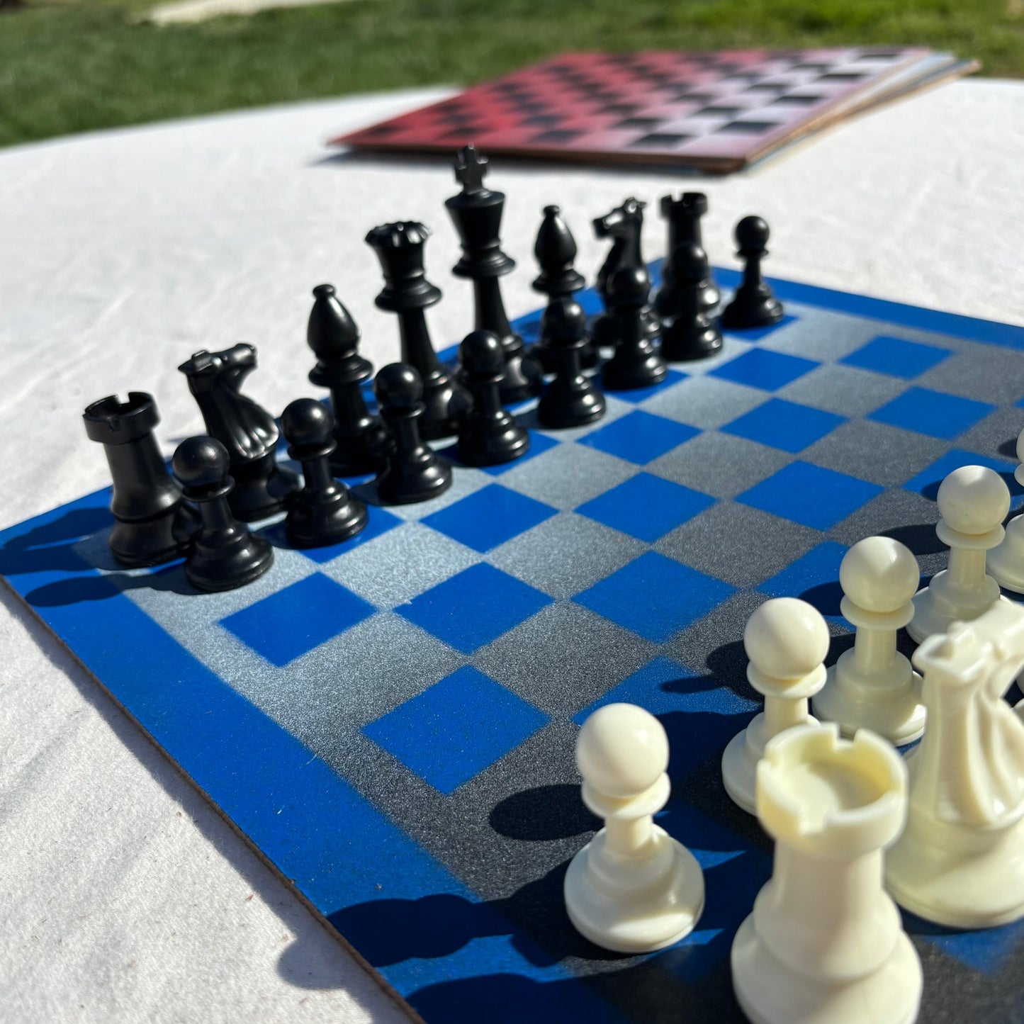 Silver Blue - Painted Chess Set