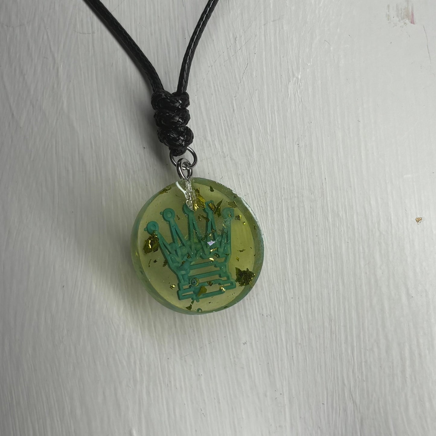 Blue Stamp Queen - Handmade Resin Chess Necklace