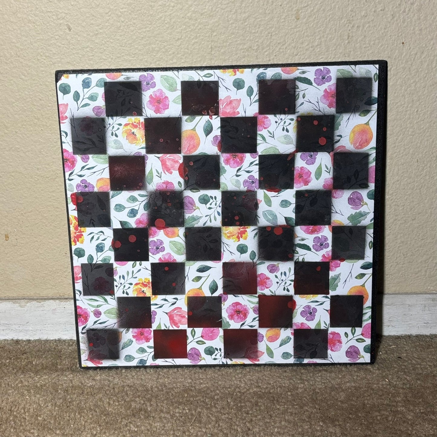 Colorful Flowers Splash - Scrapbook Chess Board
