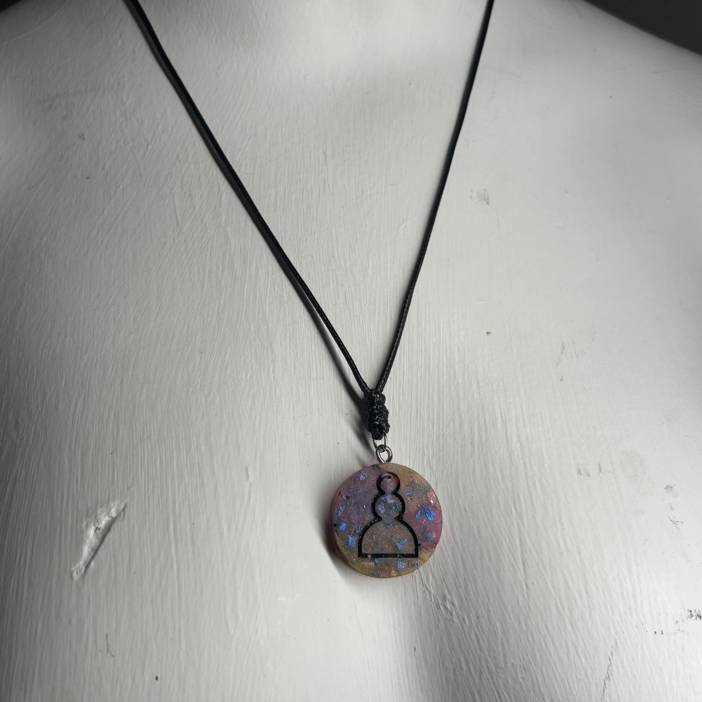 Pink/Yellow Crystal Pawn - Handmade Resin Chess Necklace
