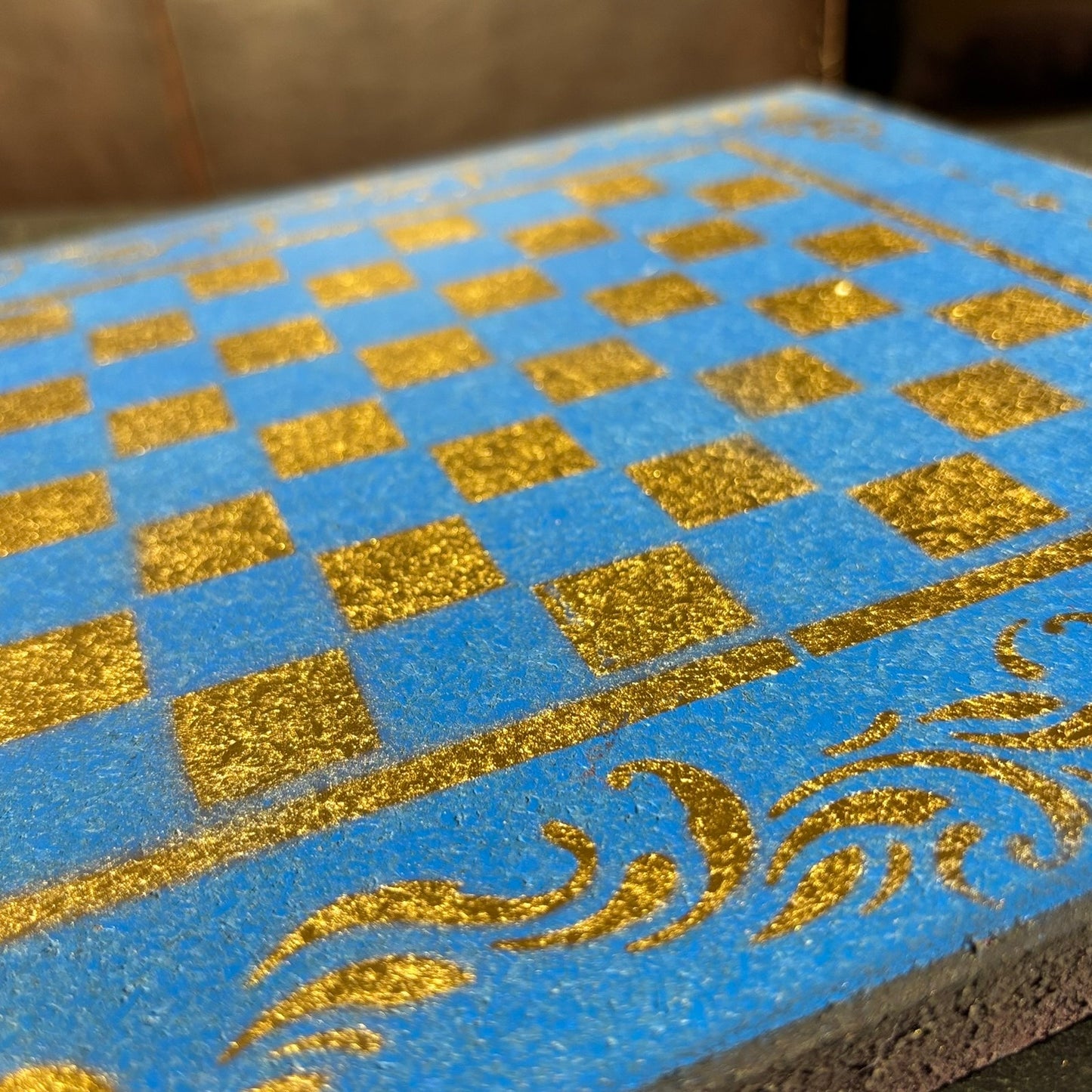 Supreme Blue & Gold- Painted Chess Set