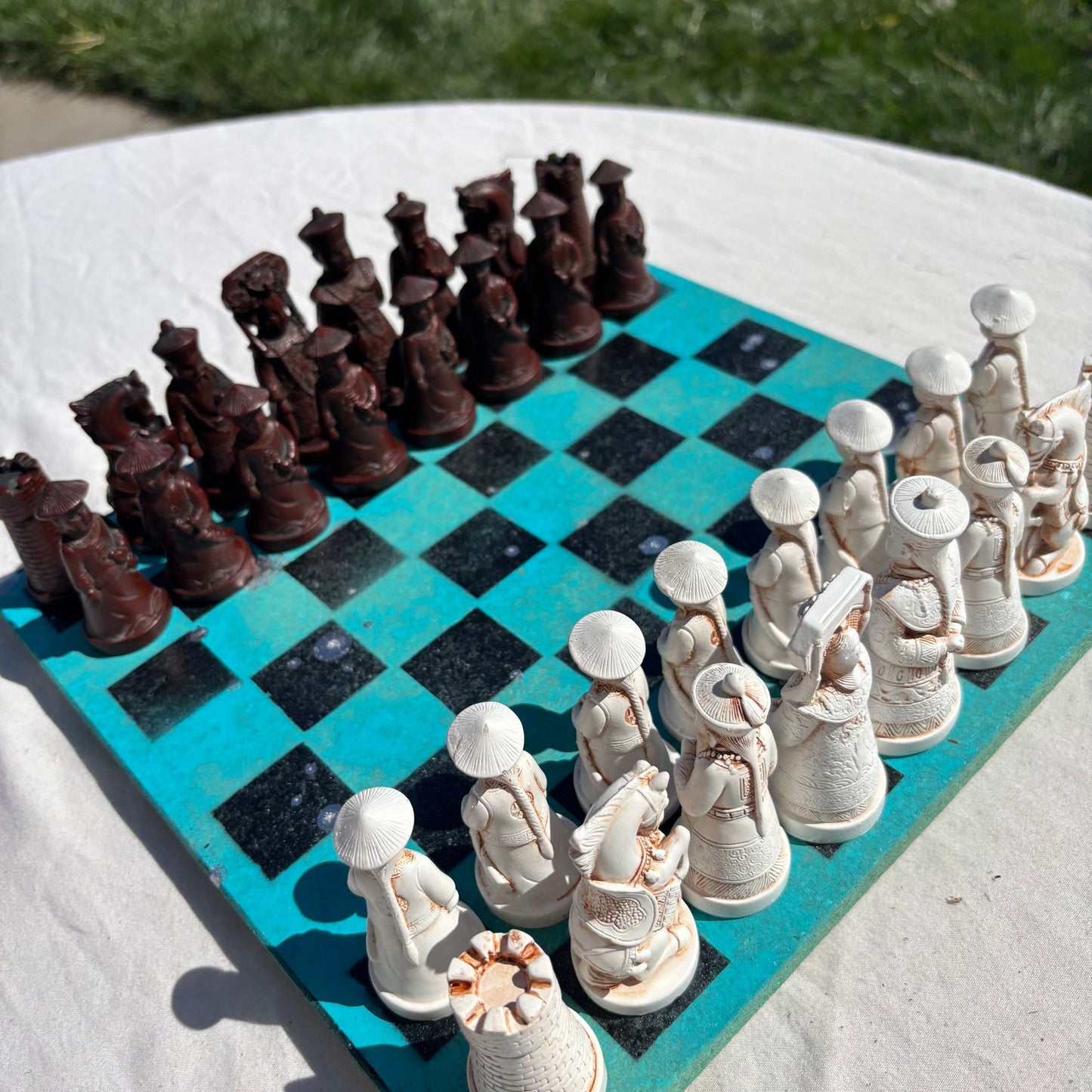 Aqua Green - Chinese Edition Chess Set