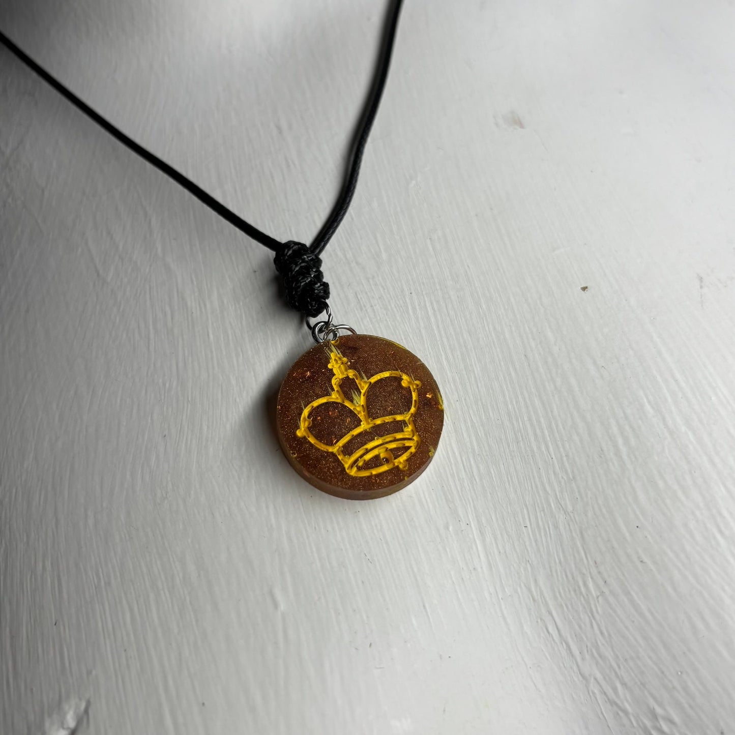 Brown Bronze King - Handmade Resin Chess Necklace