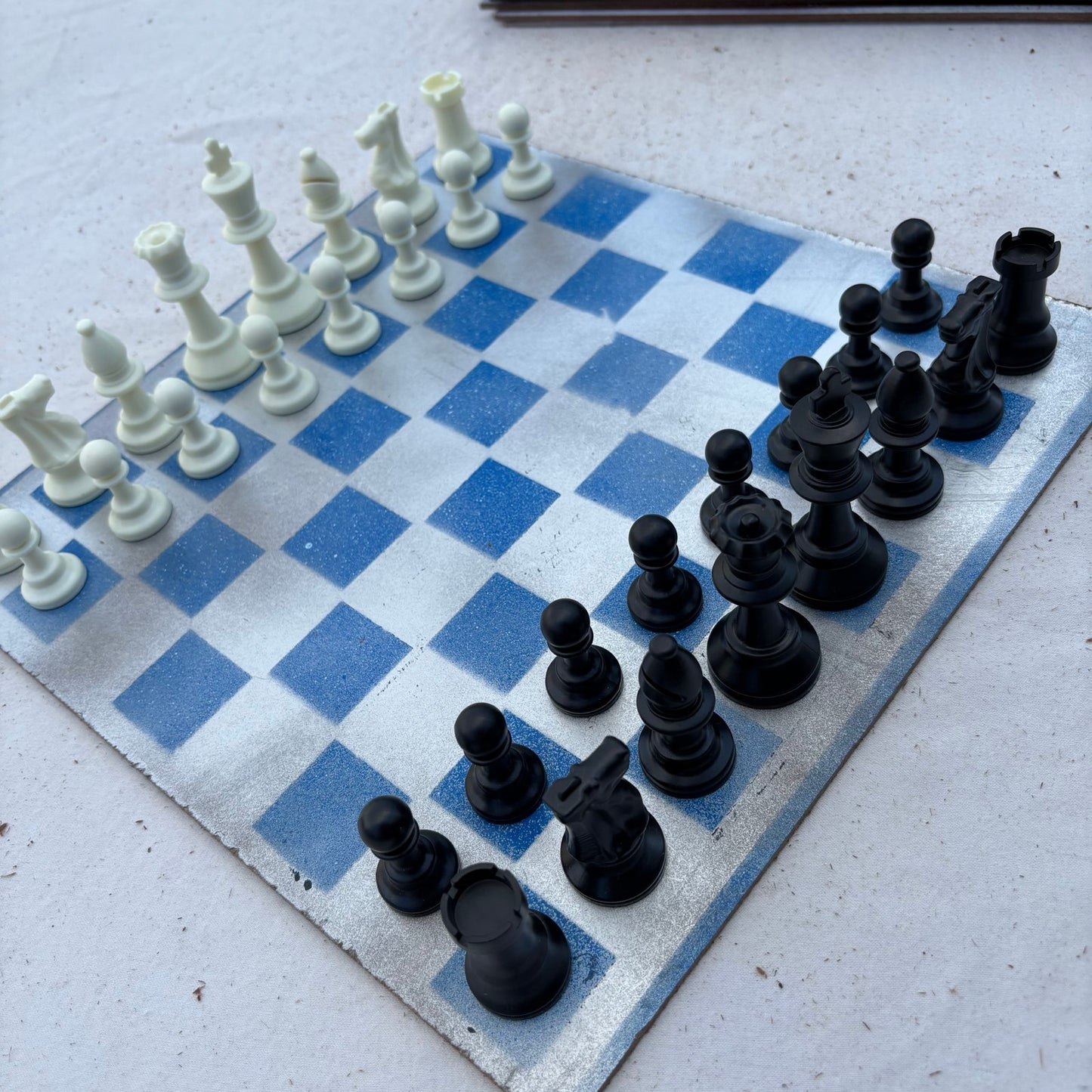 Silver & Blue - Painted Chess Set