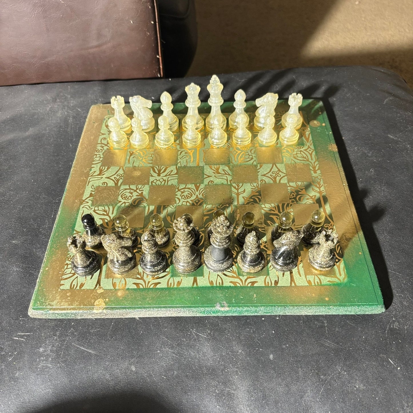 Golden Green Vintage - Scrapbook Chess Set