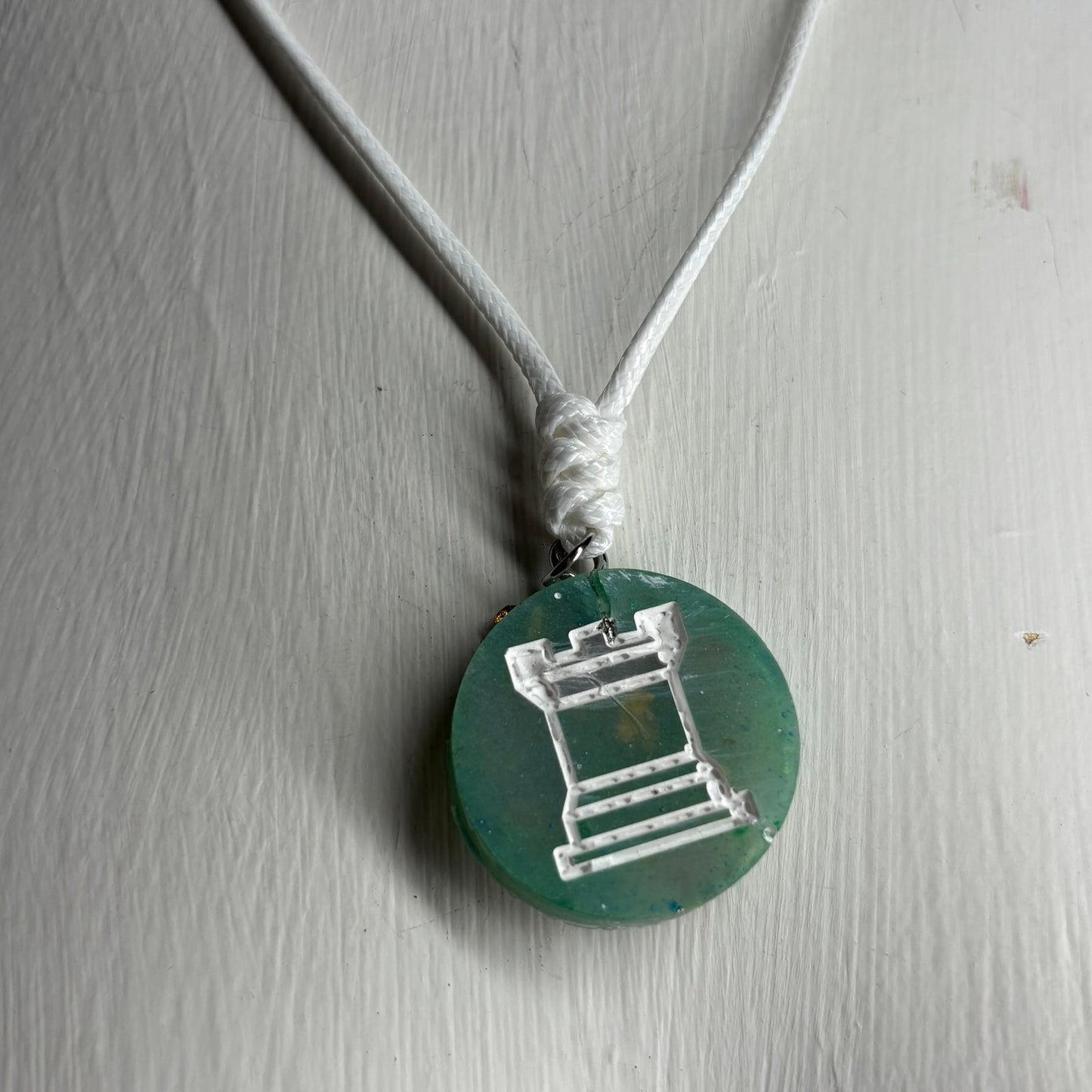 Crystal Green Rook - Handmade Resin Chess Necklace