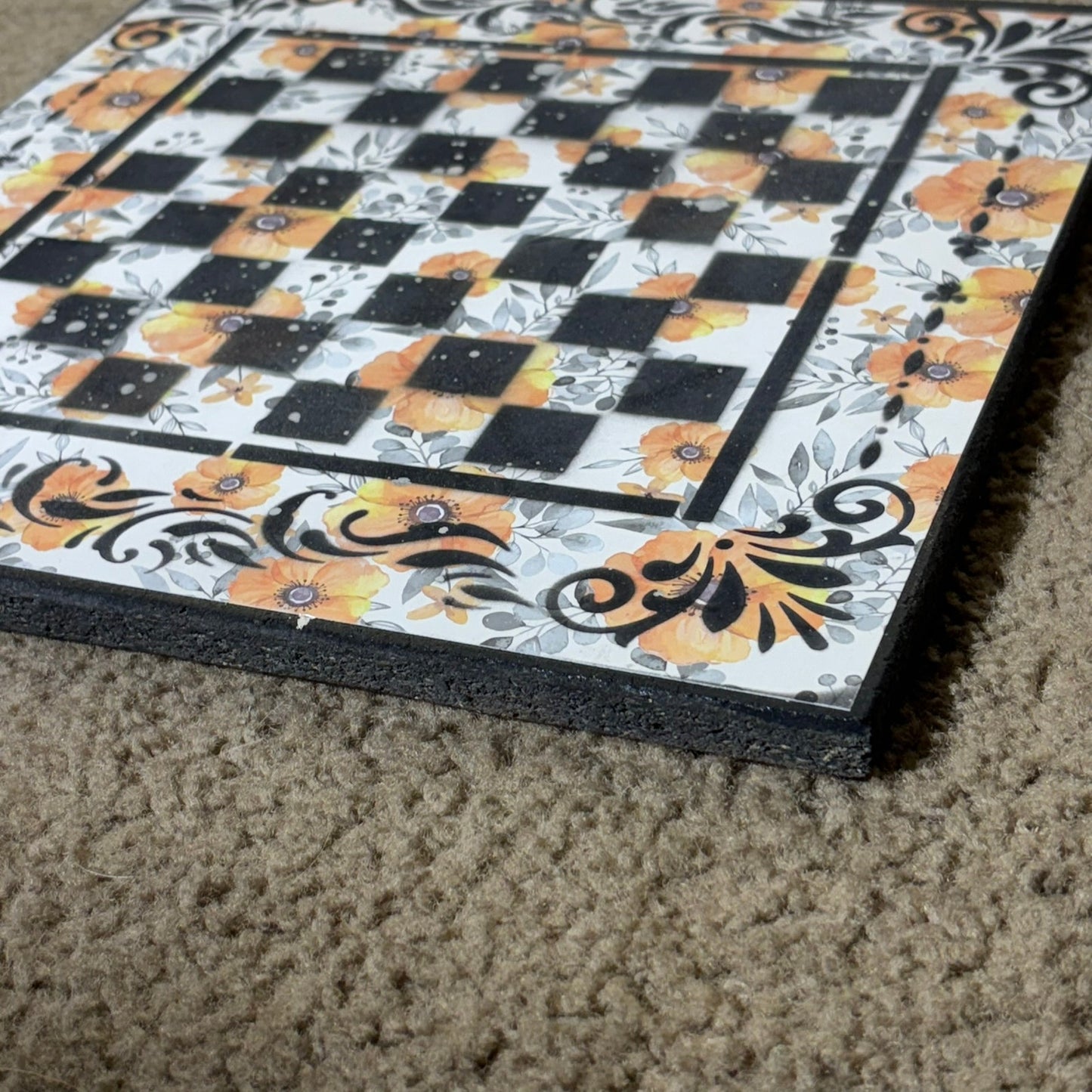 Yellow Flowered Simplicity - Scrapbook Chess Board