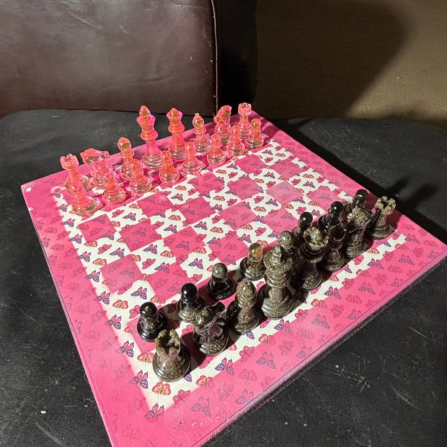 Pink Butterfly - Scrapbook Chess Set