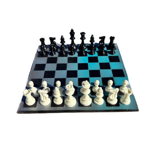 Blue & Gray - Painted Chess Set