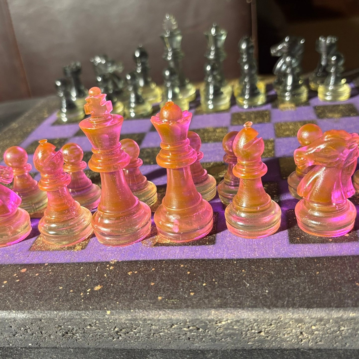Cosmic Purple & Pink - Painted Chess Set