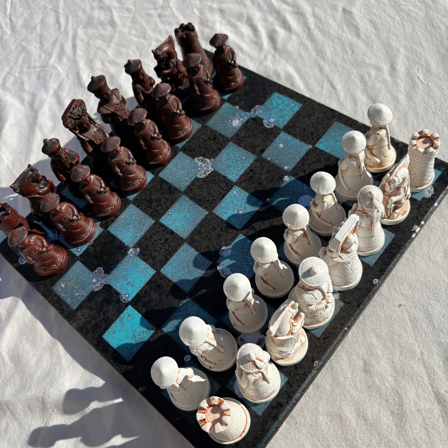 Black & Blue Chrome Drip - Chinese Edition Chess Set