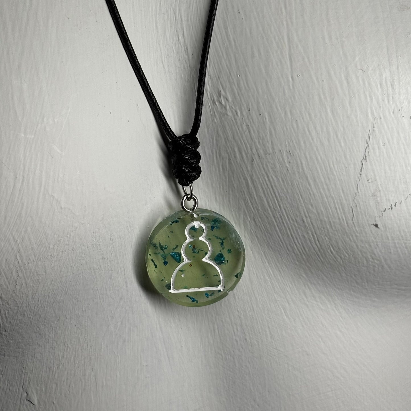 Crystal Green Pawn - Handmade Resin Chess Necklace