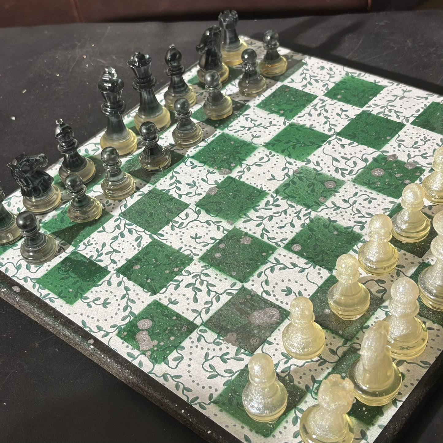 Royal Green Pattern - Scrapbook Chess Set