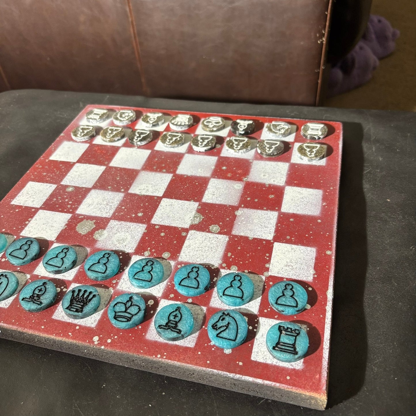 Red Chrome Drip - Painted Chess Set