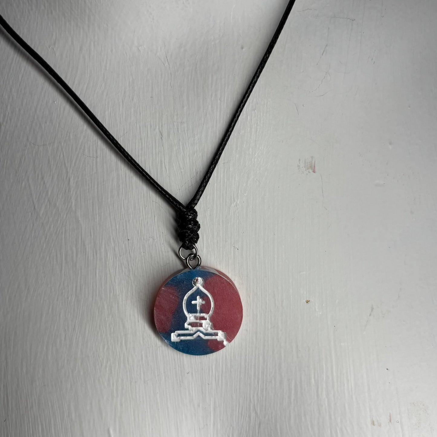Mixed Colored Bishop - Handmade Resin Chess Necklace