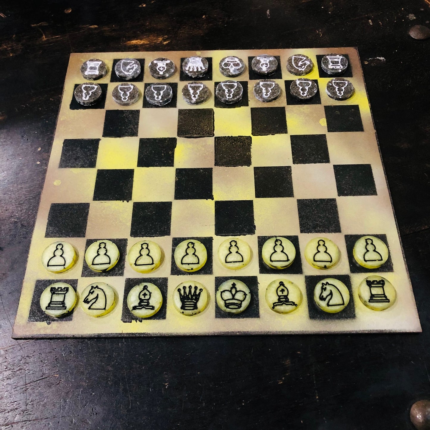 Dirty Green - Painted Chess Set
