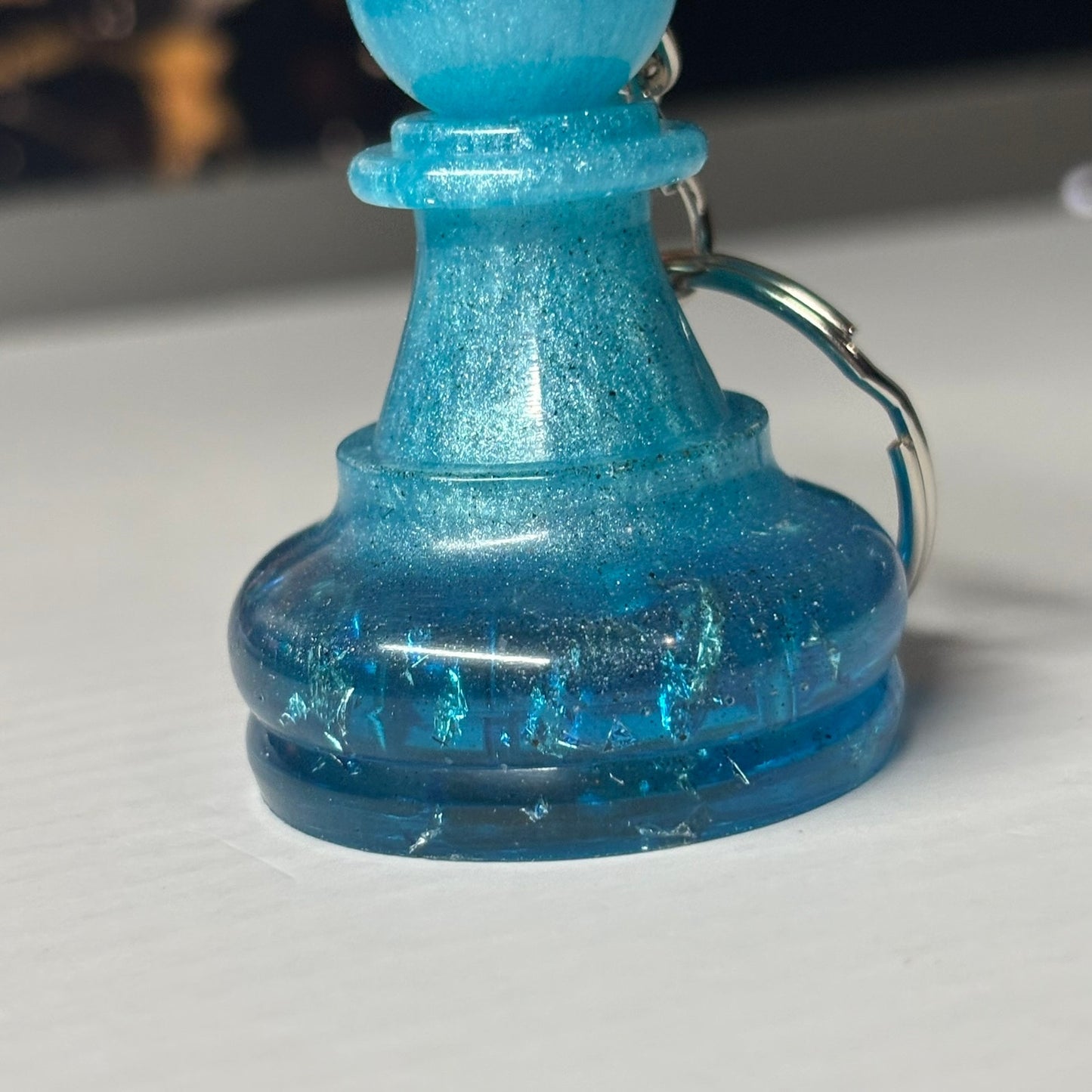 Frozen Blue Pawn - Handmade Resin Keychain - Large Edition