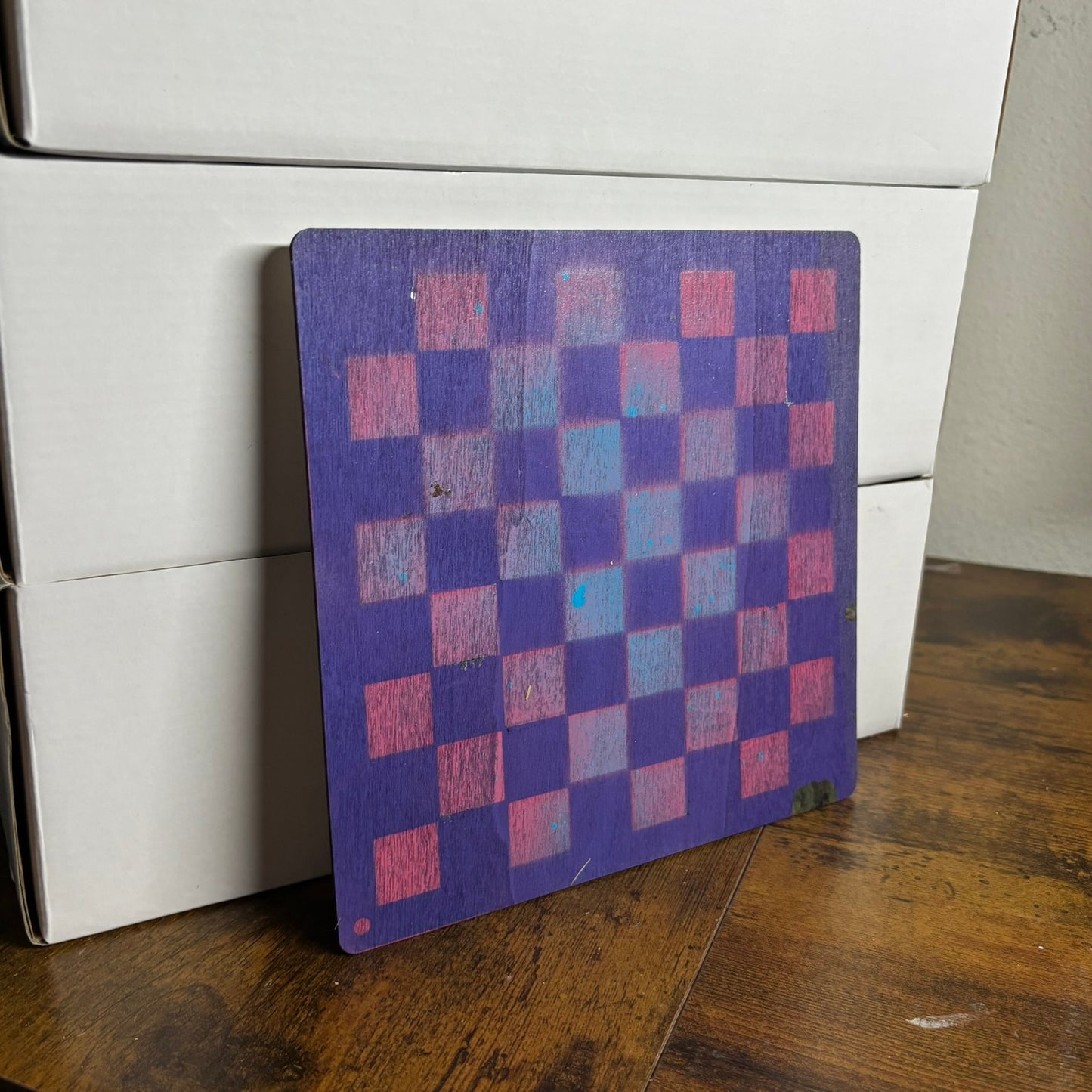 Pink Purple Hue - Painted Thin Wooden Chess Board
