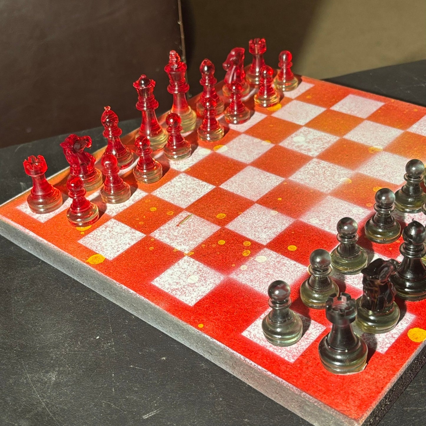Opal Red - Painted Chess Set