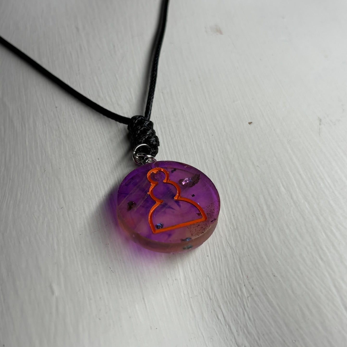 Purple Fusion Pawn - Handmade Resin Chess Necklace