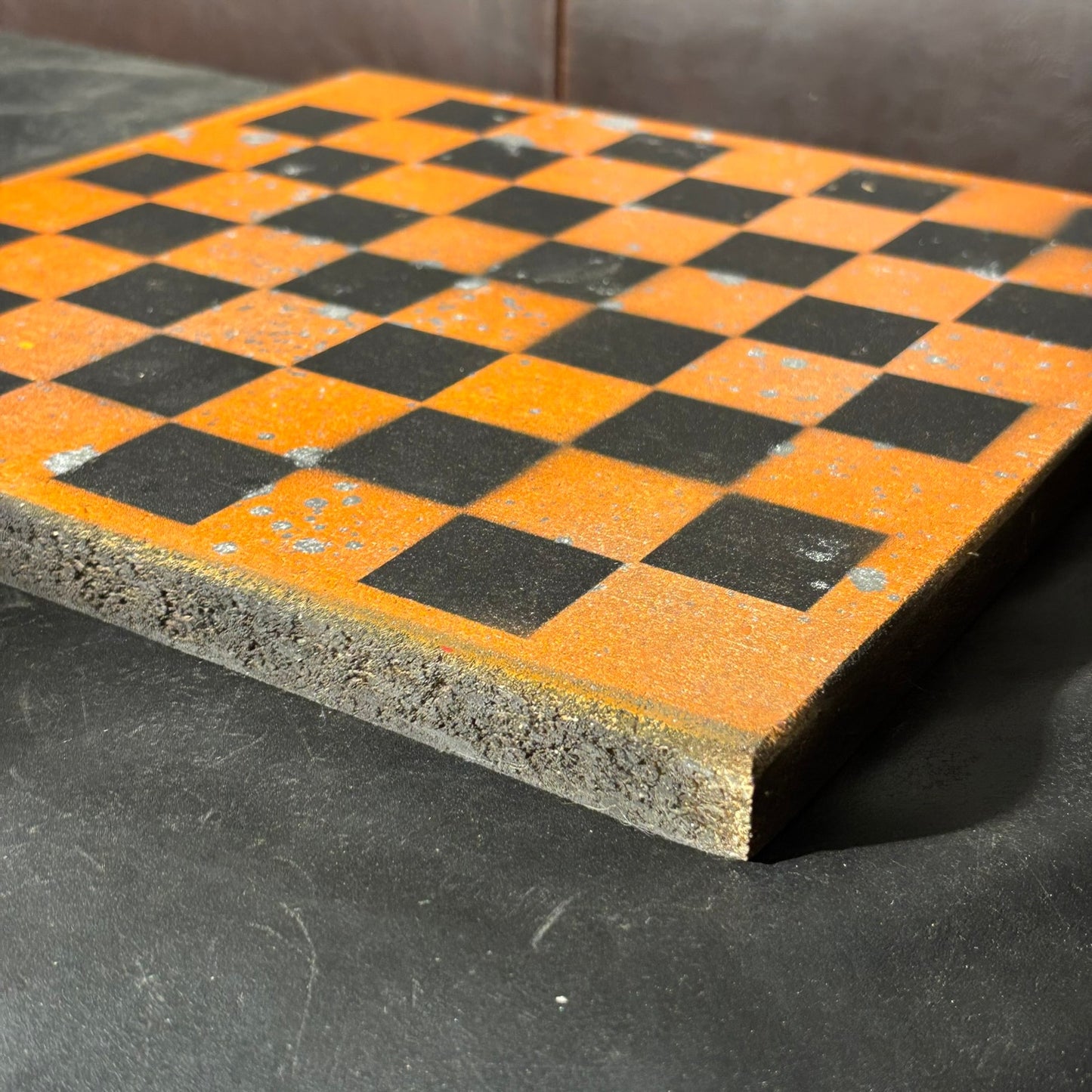 Orange & Black - Painted Chess Board