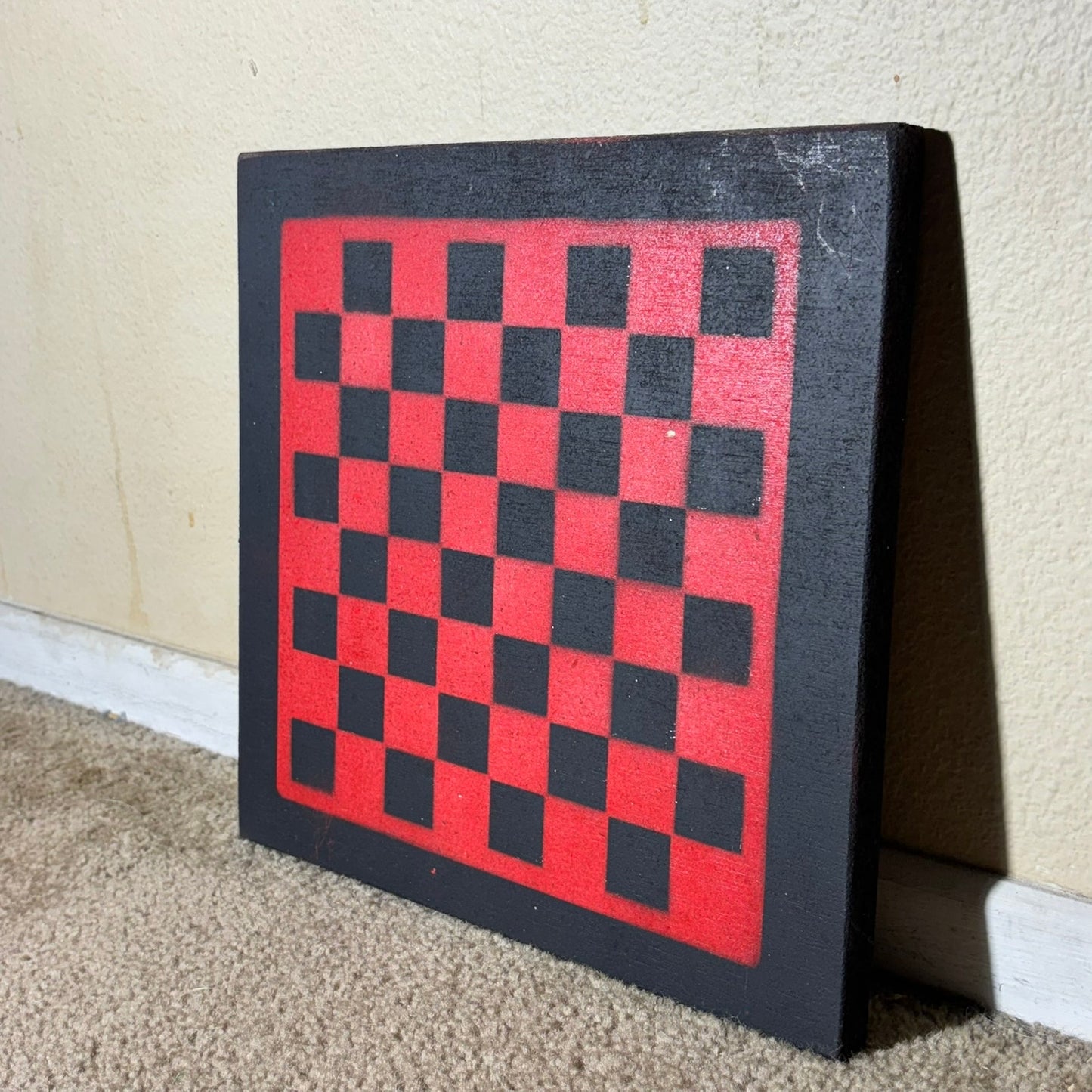 Red & Black - Painted Chess Board